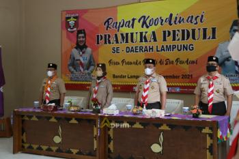 Ketua Kwarda Pramuka Chusnunia Chalim Buka Rakor Satgas Pramuka Peduli di Era Pandemi se-Provinsi Lampung